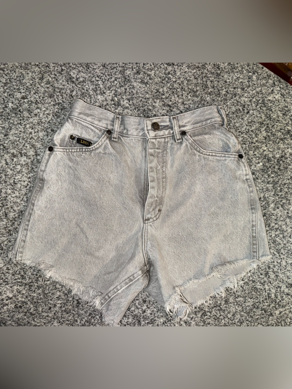 High-Waisted Light Gray Denim Shorts